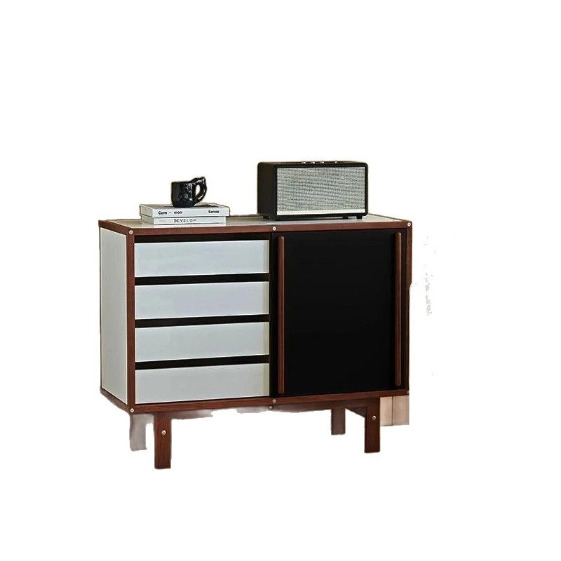 Solid wood side cabinet, dining side cabinet, storage floor-to-ceiling low cabinet, Nordic retro