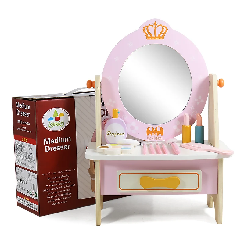 New design Kids dressing table wooden dresser toys simulation puzzle toy