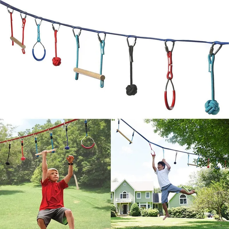 Kid Arm Strength Training Toy Outdoor Sports Set Kids Hanging Climbing Backyard Playground Fitness Sensory Training Equipment