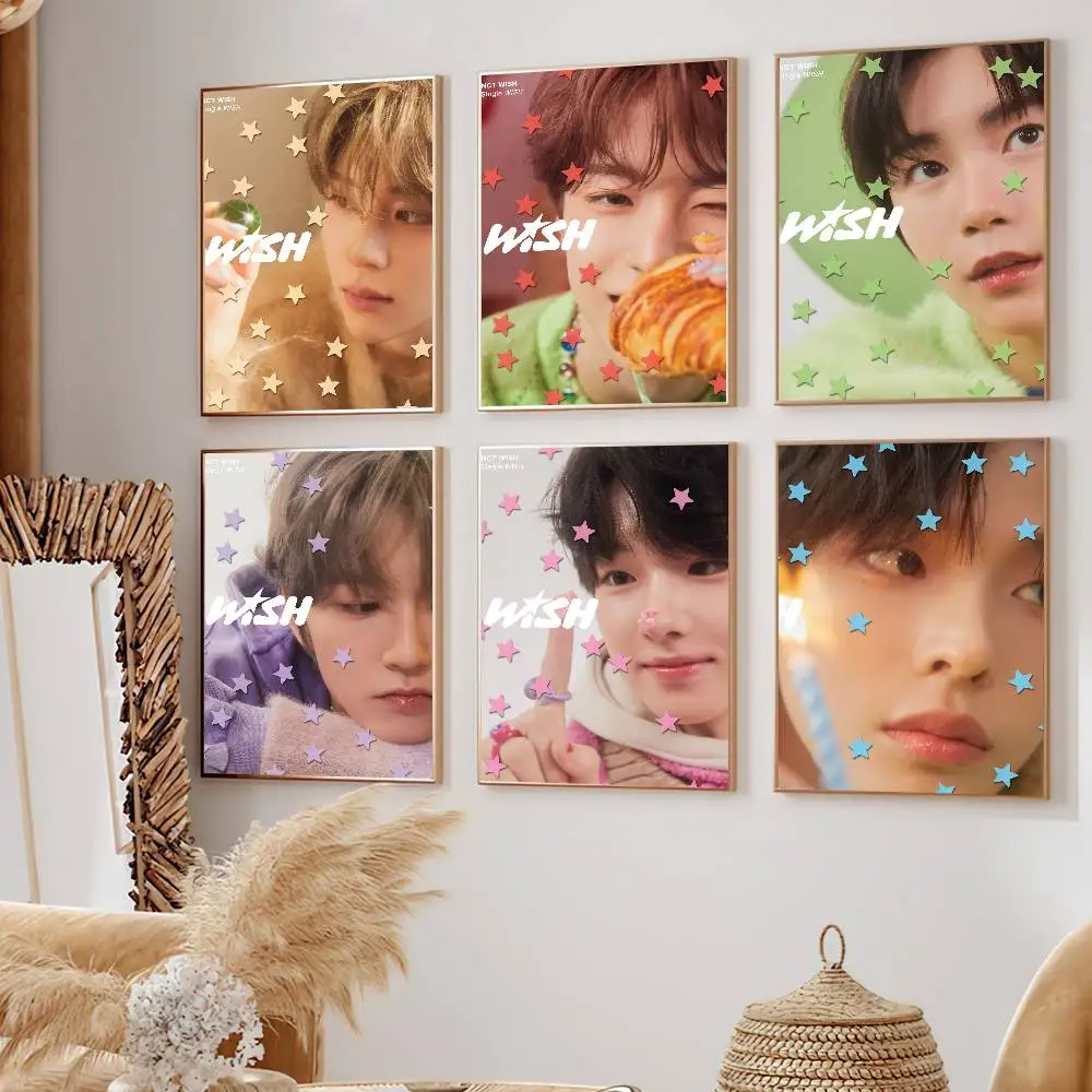 Boy Band N-NCT Wish Singer Poster Selbstklebende Malerei Wohnzimmer Büro Dekoration Schlafzimmer Home Wandaufkleber Drucke