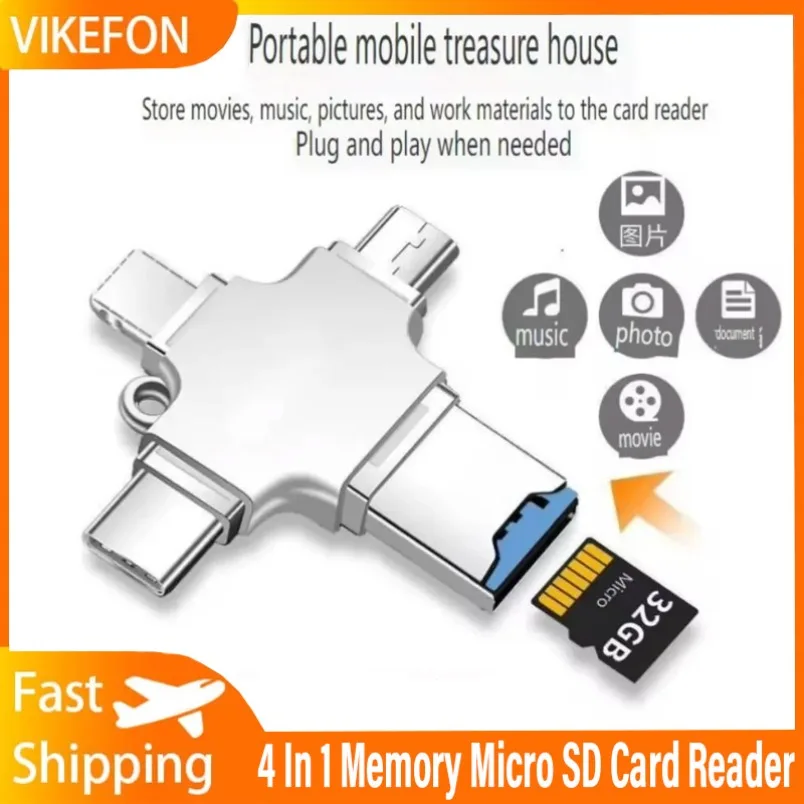 

4in1 Multi-function Mobile Phone Four-in-one Multi-function OTG Adapter TF Card Reader usb card reader card reader usb 3.0