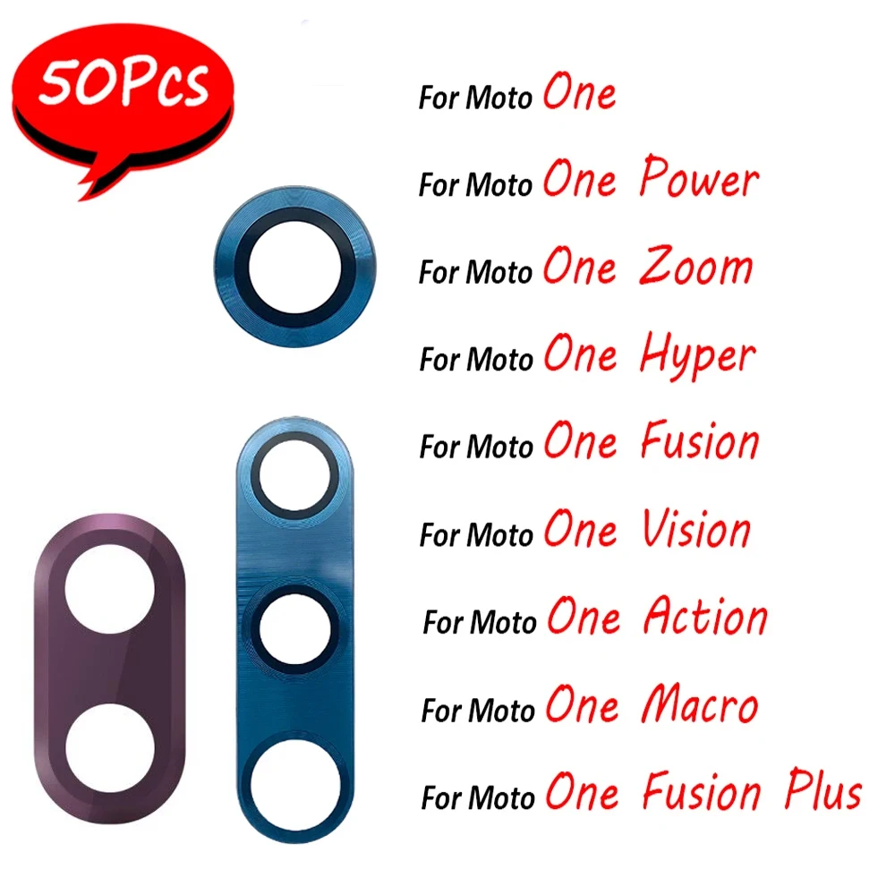 50 Stücke, NEUE Hinten Zurück Kamera Glas Objektiv Abdeckung Mit Aufkleber Für Moto One Power Zoom Fusion Plus Hyper vision Makro Action