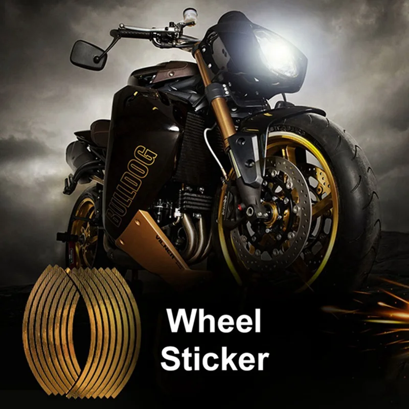 18" Motorcycle Sticker Moto Strips Reflective Wheel Rim For Motorbike Scooter Fault Car Sticker Cool Green Fluorescent Decora