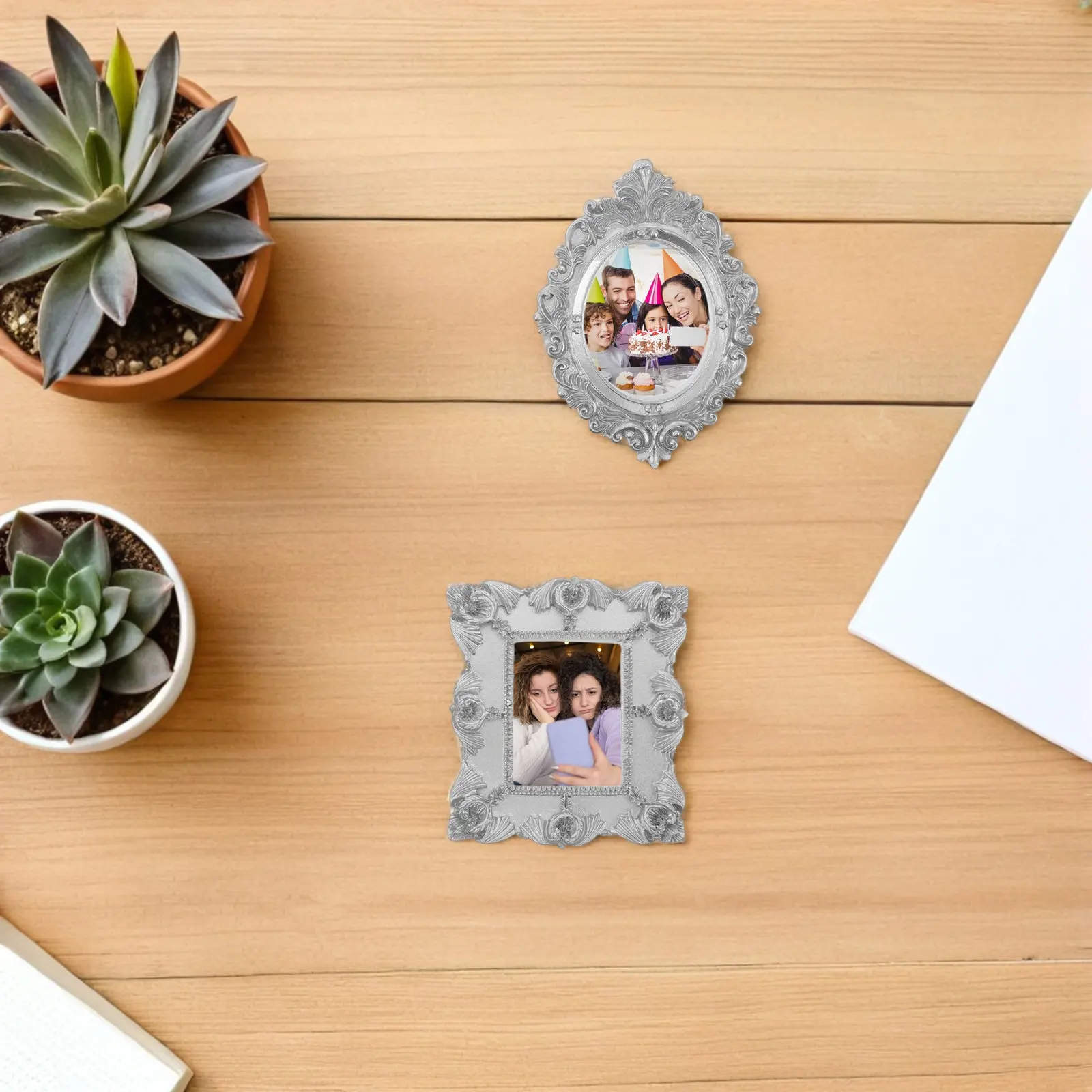 4Pcs Resin Mini Photo Frames Set Vintage European Style Ornate Tiny Frames for Photobooth Props Small Picture Display Holders