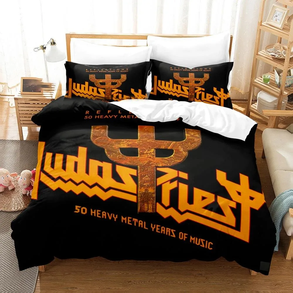 3D Printed Judas Priest Bedding Set Boys Girls Twin Queen Size Duvet Cover Pillowcase Bed Kids Adult Fashion Home Textileextile