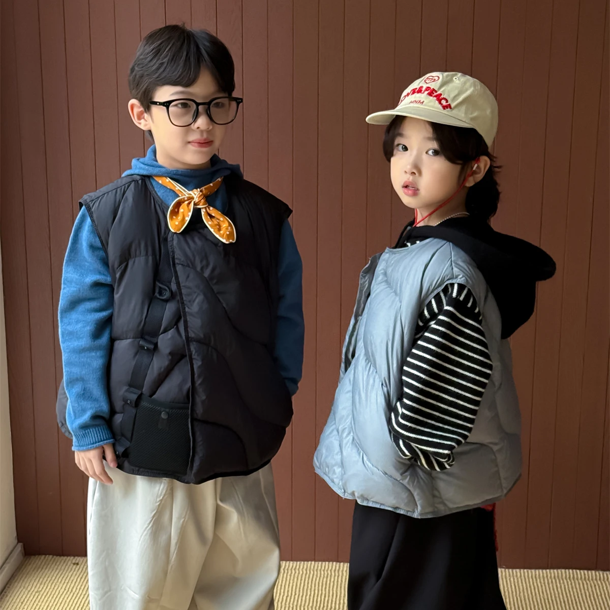 男の子女の子ダウンベスト新しい秋冬子供厚みのあるチョッキ子供上着ベストティーンノースリーブジャケットベスト-3-13-年