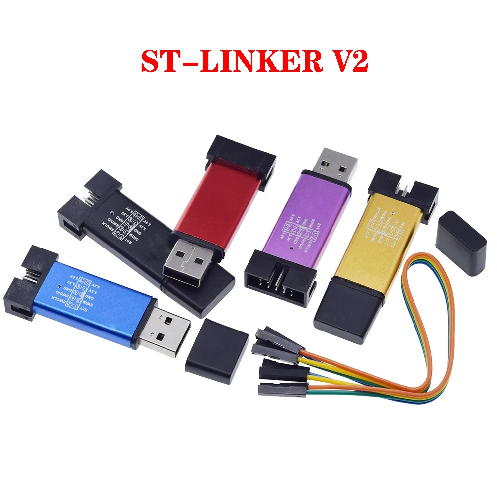 1set ST LINK Stlink ST-Link V2 Mini STM8 STM32 Simulator Download Programmer Programming With Cover DuPont Cable for Arduino