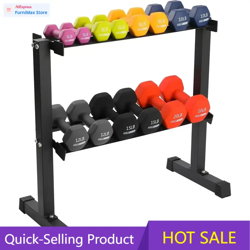 Promoción por Tiempo Limitado: Juego de Mancuernas de Neopreno Antideslizantes Multicolores de 146 Libras con Soporte, Incluye 3, 5 y 8 kg