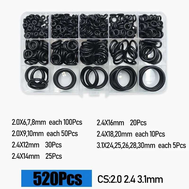 O-Ring CS 1,0 1,5 bis 4,0 mm Dichtungsscheibe Nitrilkautschuk O-Ring Wasserhahn Sanitärdichtungen Ölbeständiges Hochtemperatur-O-Ring-Set – Detail 15