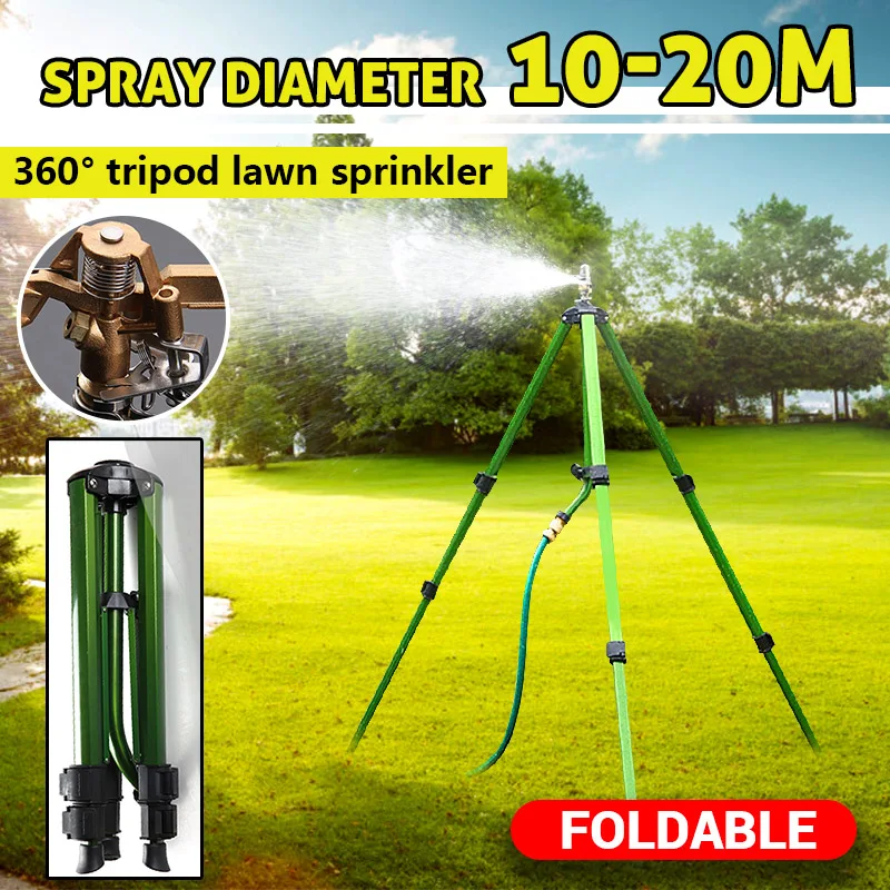 10-20M Garden Watering System Aluminum Alloy Tripod Impact Sprinkler Garden Kit for Farmland Plant Flower Irrigation 360 degree