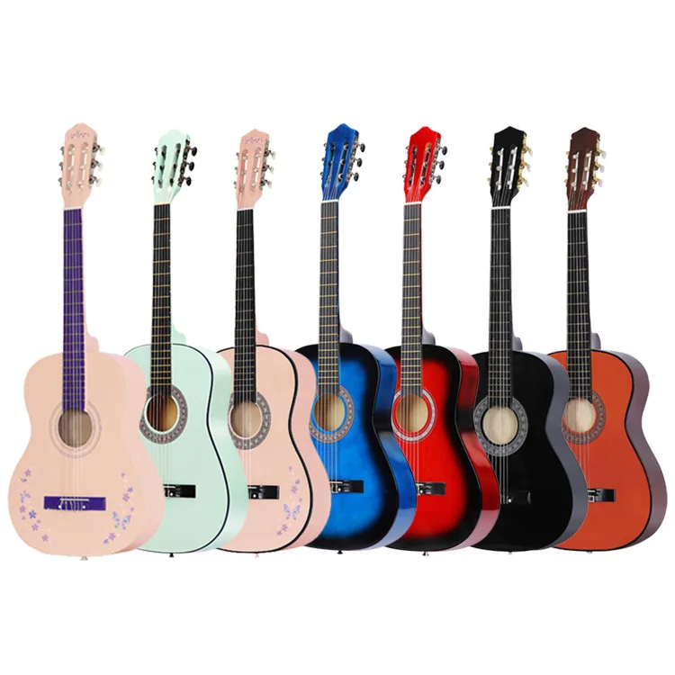 

Classical Guitar Wholesale, Multi-color Pattern 36-inch 38-inch Beginner, Folk Classical Guitar Factory Direct Sales
