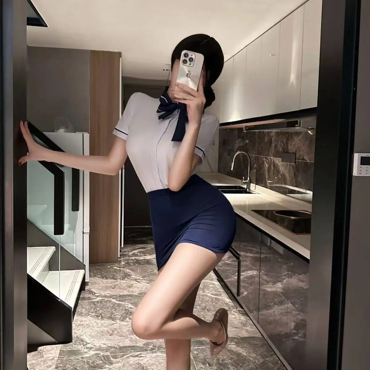 جديد إمرأة مثير سكرتيرة موحدة تأثيري حلي قميص أبيض تنورة صغيرة OL الزي المعلم لعب الأدوار الملابس الداخلية الملابس الداخلية فستان قصير #4