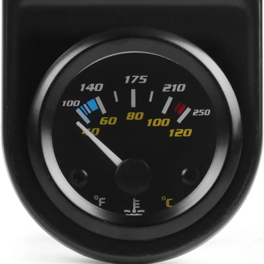 2Inch 52mm Universal Car Dual Analog Water Temperature Temp Gauge 40-120C/100-250F White LED