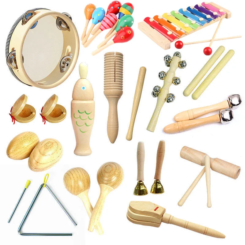 Juguetes de instrumentos musicales para niños pequeños, instrumentos de percusión de madera Montessori para bebés, juguete de xilófono, juguete educativo de música preescolar