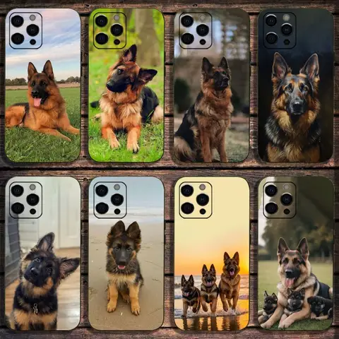 German Shepherd Dog Phone Case For Apple iPhone 15,14,13,12,11,Pro,X,XS,Max,XR,Plus,Mini Soft Black Cover