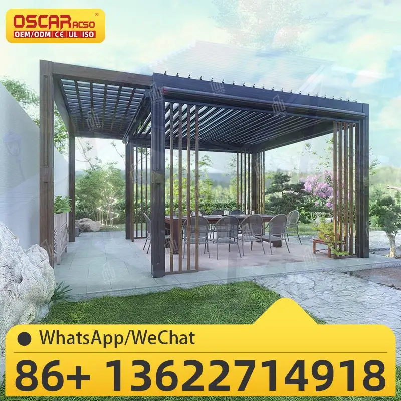 

Водонепроницаемая моторизованная беседка с жалюзи на крыше, беседка для патио, сада, балкона, беседки