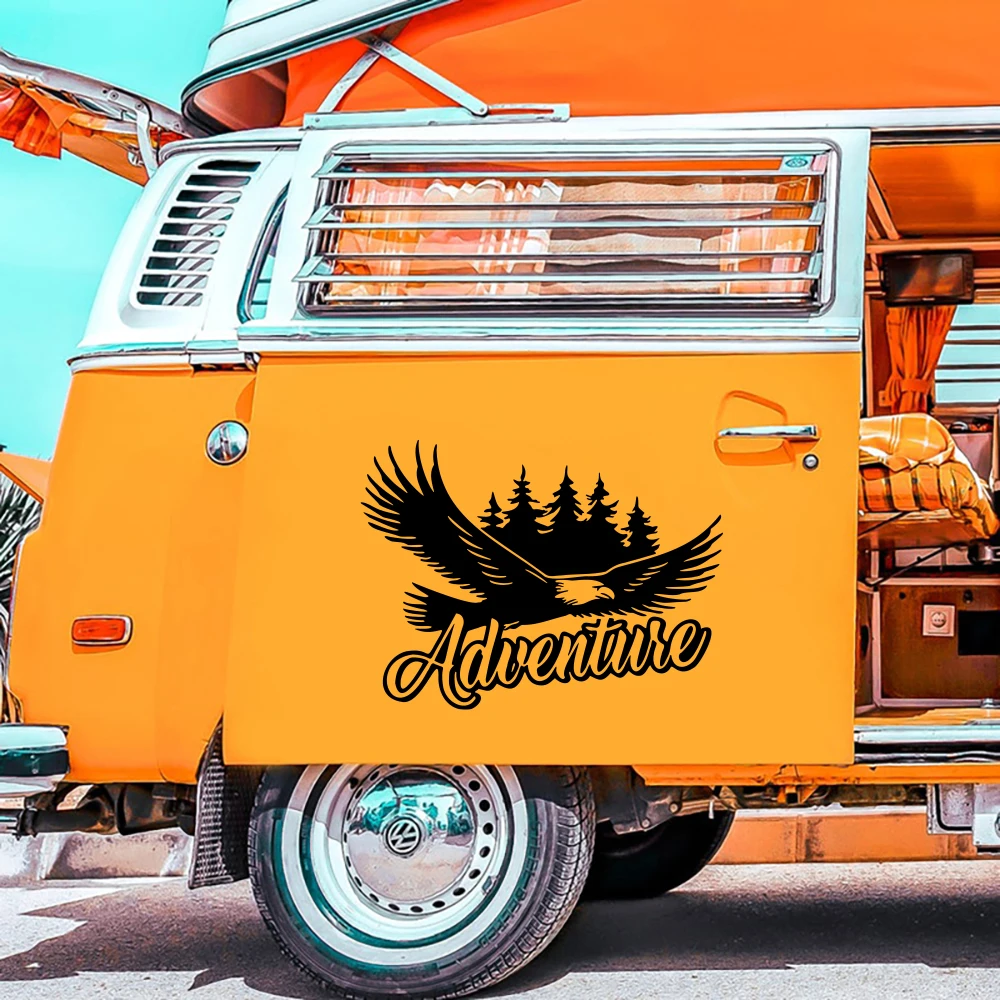 

Large Eagle Adventure Tree Camper Rv Car Sticker Explore Travel Camping Motorhome Caravan Truck Decal Bumper Hood Bonnet Decor