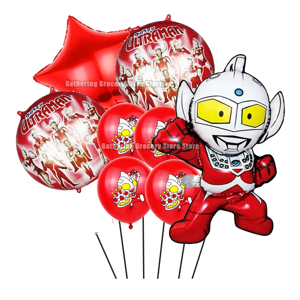 Ultraman Altman Superhero Foil Latex Ballon Set Boy Favor Party Decor 1-9th Year Old 18in Round Star Helium Globo Party Supplies