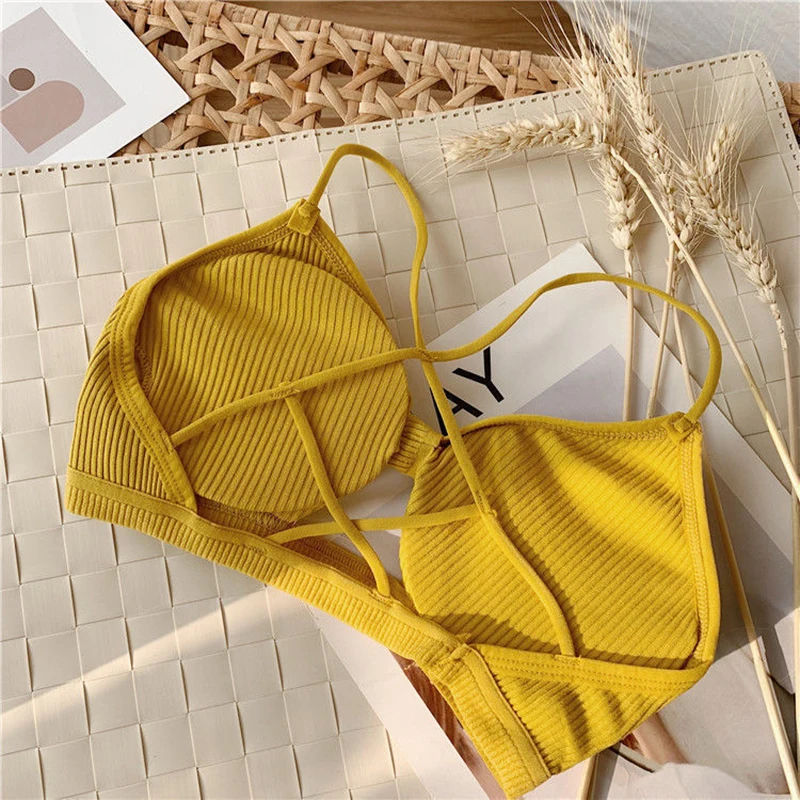 Reggiseno sportivo con cinturino incrociato da donna Push Up Top donna Yoga Gym Crop Top reggiseno Femme Fitness Top Sport Bh reggiseni traspiranti canotta