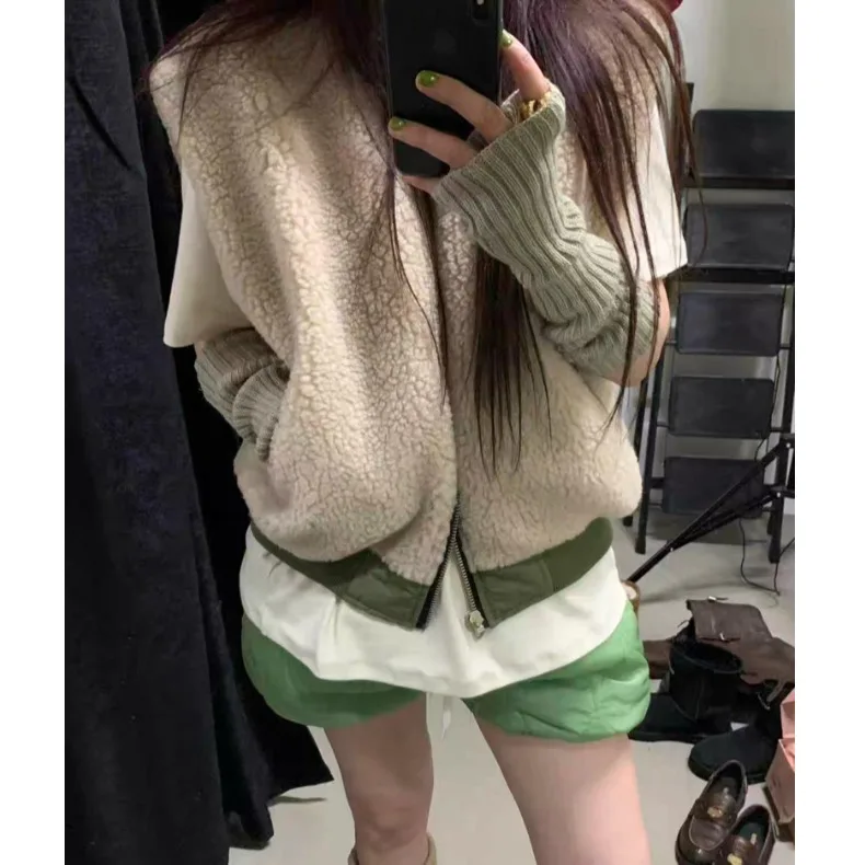 

Женский шикарный жилет из меха ягненка в Корейском стиле, осень-зима, универсальная модная верхняя одежда, материал высшего качества, без бренда