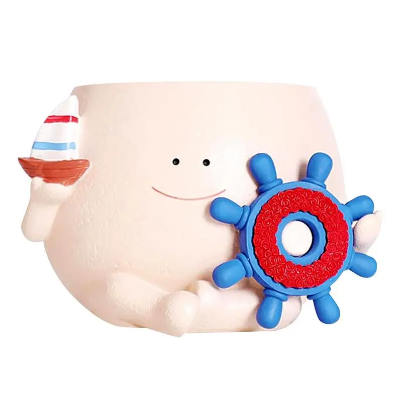 

Cute Plant Pots Resin Bonsai Planter Modern Decorative Boat Pot With Drainage Hole For Bonsai Cactus Garden Home Outdoor