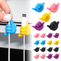 1-10PCS Creative Silicone Thumb Cable Winder Hook Multifunctional Car Desk Wall Self-Adhesive Earphone Charger Wire Organizers