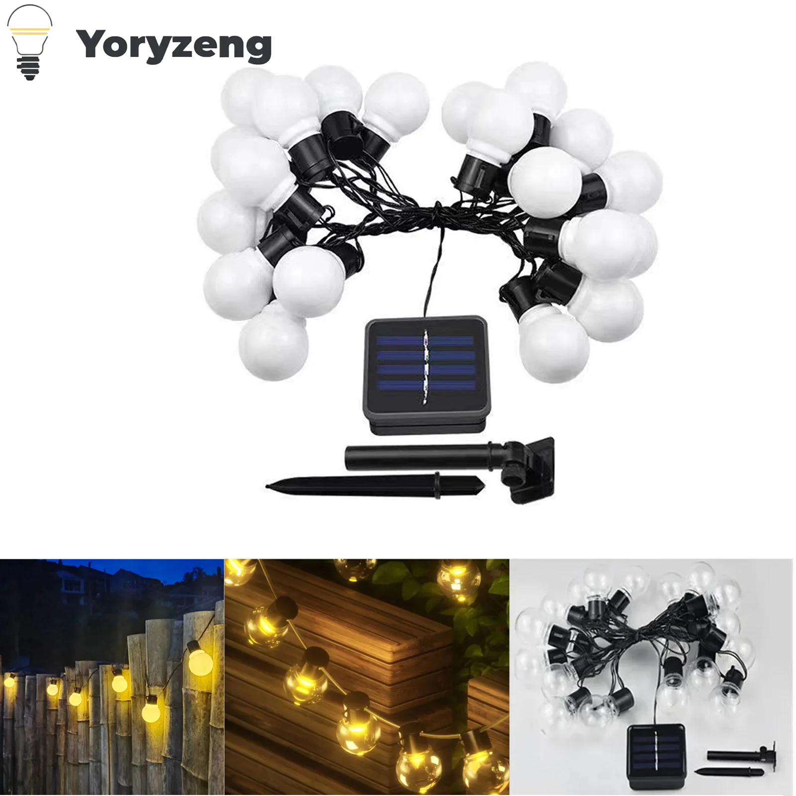 

Solar LED Globe String Fairy Light Bulb Garland Street Lamp G50 10LEDs 20LEDs 3M 5M For Outdoor Garden Holiday Christmas Decor