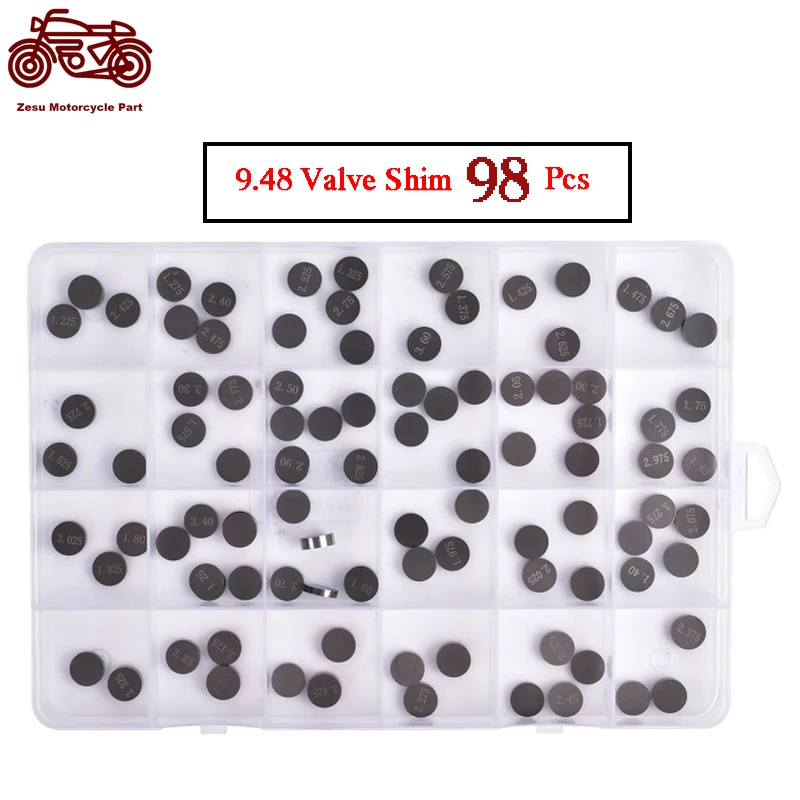 

Motorcycle Engine Parts Adjustable 9.48mm Valve Shims Kit for HONDA SUZUKI YAMAHA KAWASAKI 9.48mm Valve Shim 1.225-3.475 1.2-4.0