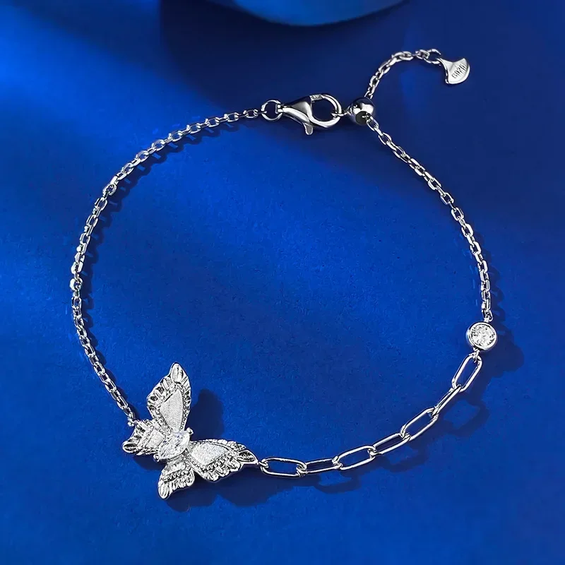 S925 sterling silver bracelet with plant series, Gula silk dreamy butterfly adjustable, high-end and fashionable style F