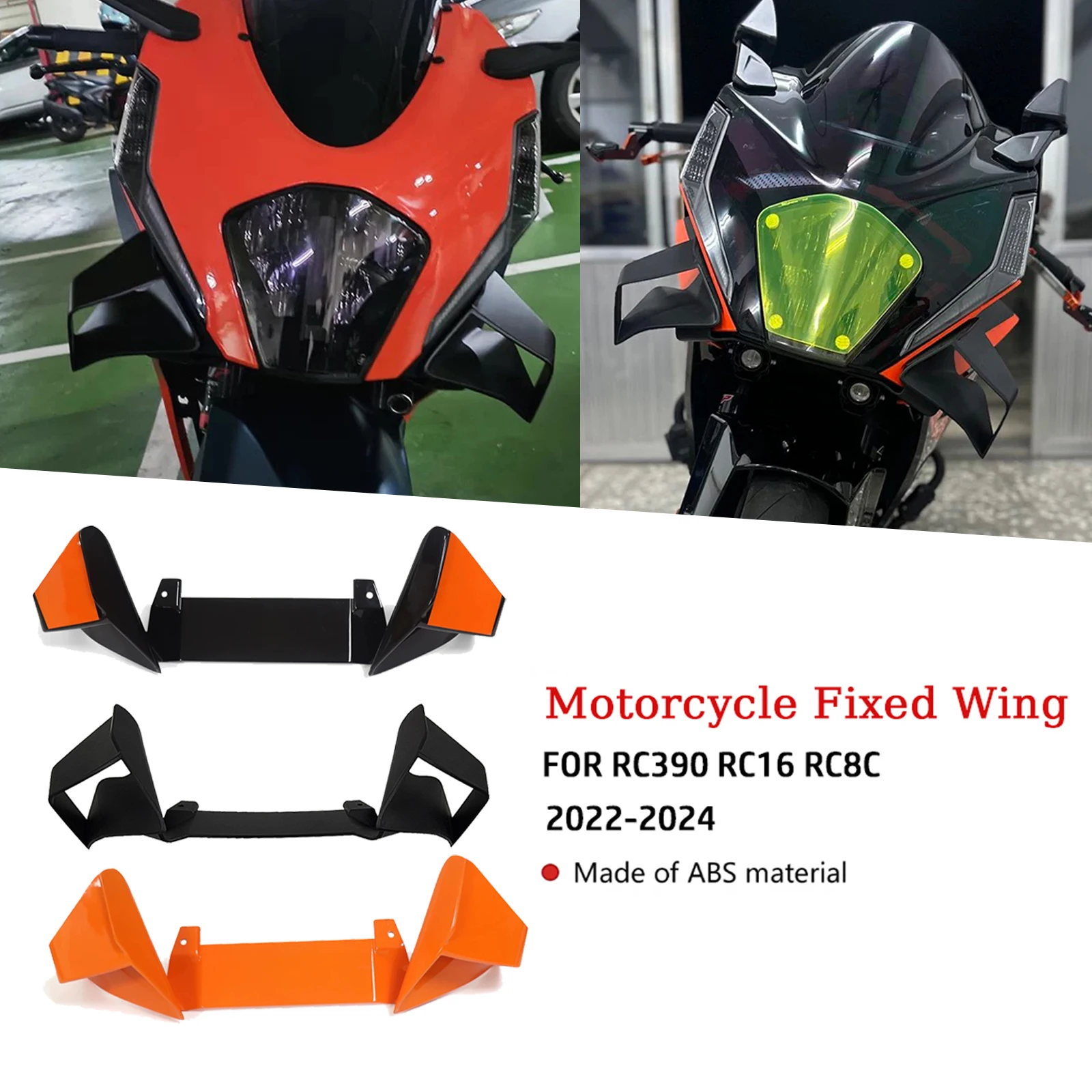 

For RC390 RC16 RC8C 2024 2023 2022 Fairing Fixed Wind Wing Motorcycle Modified Aerodynamic Winglets fins Side Wind Wing Spoiler