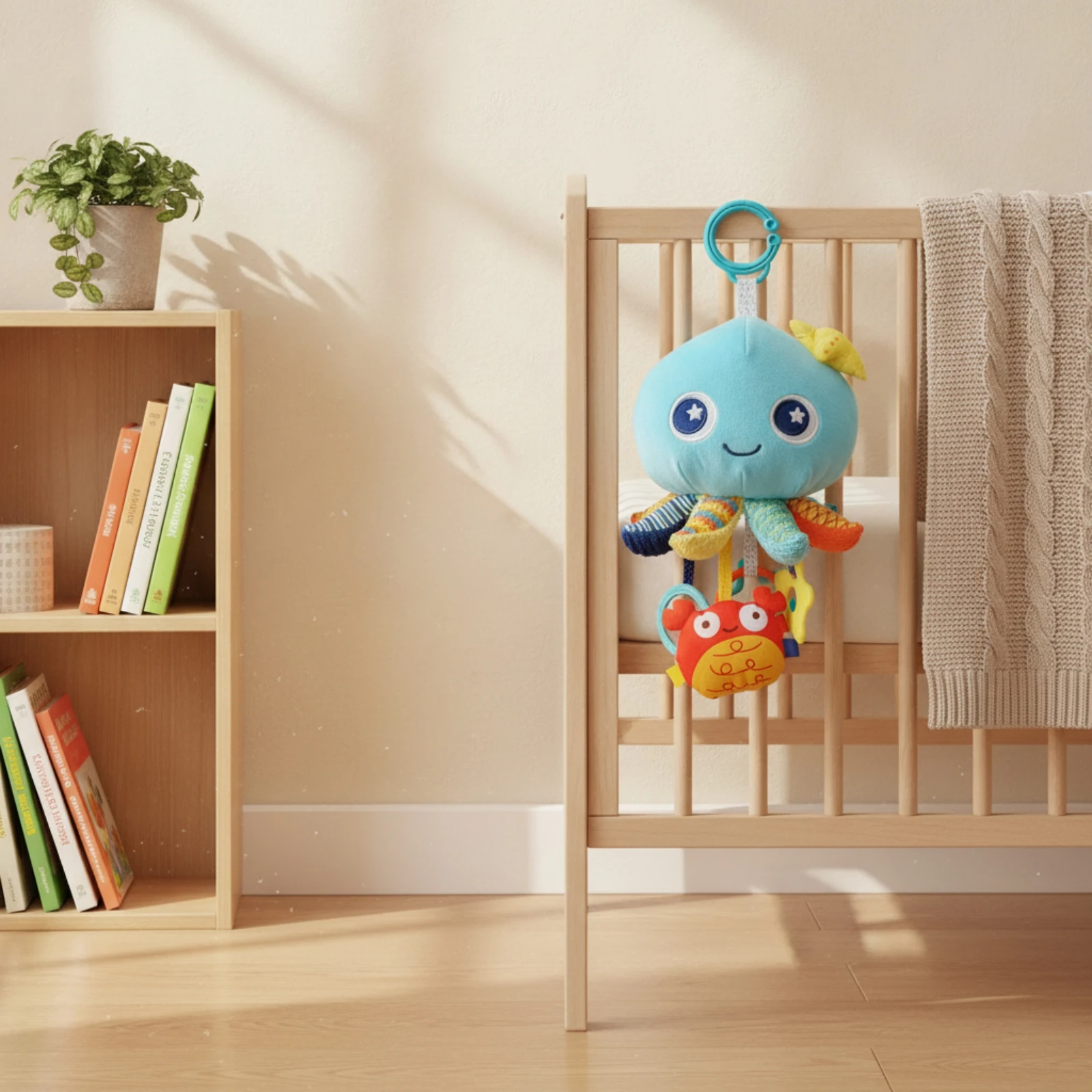 Jouet suspendu pour berceau de bébé, jouet interactif créature marine, créature marine en peluche, haute luminosité et contraste élevé pour bébés, poussette, chambre d'enfant