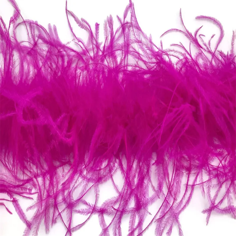 3ply Hot Pink Dyed Ostrich Feather Boas Natural Ostrich Drabs Feathers Fringes Strips For Wedding Christmas Decoration Boa Laces