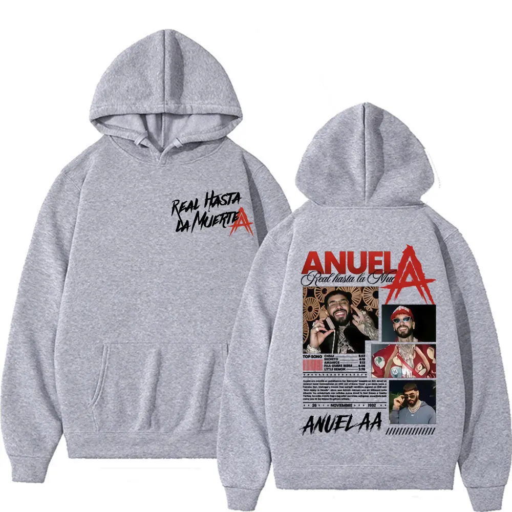 مغني الراب Anuel AA Real Hasta La Muerte جولة حول العالم 2025 Merch البلوز الرجال النساء موضة الهيب هوب الشارع الشهير هوديس غير رسمي الخريف