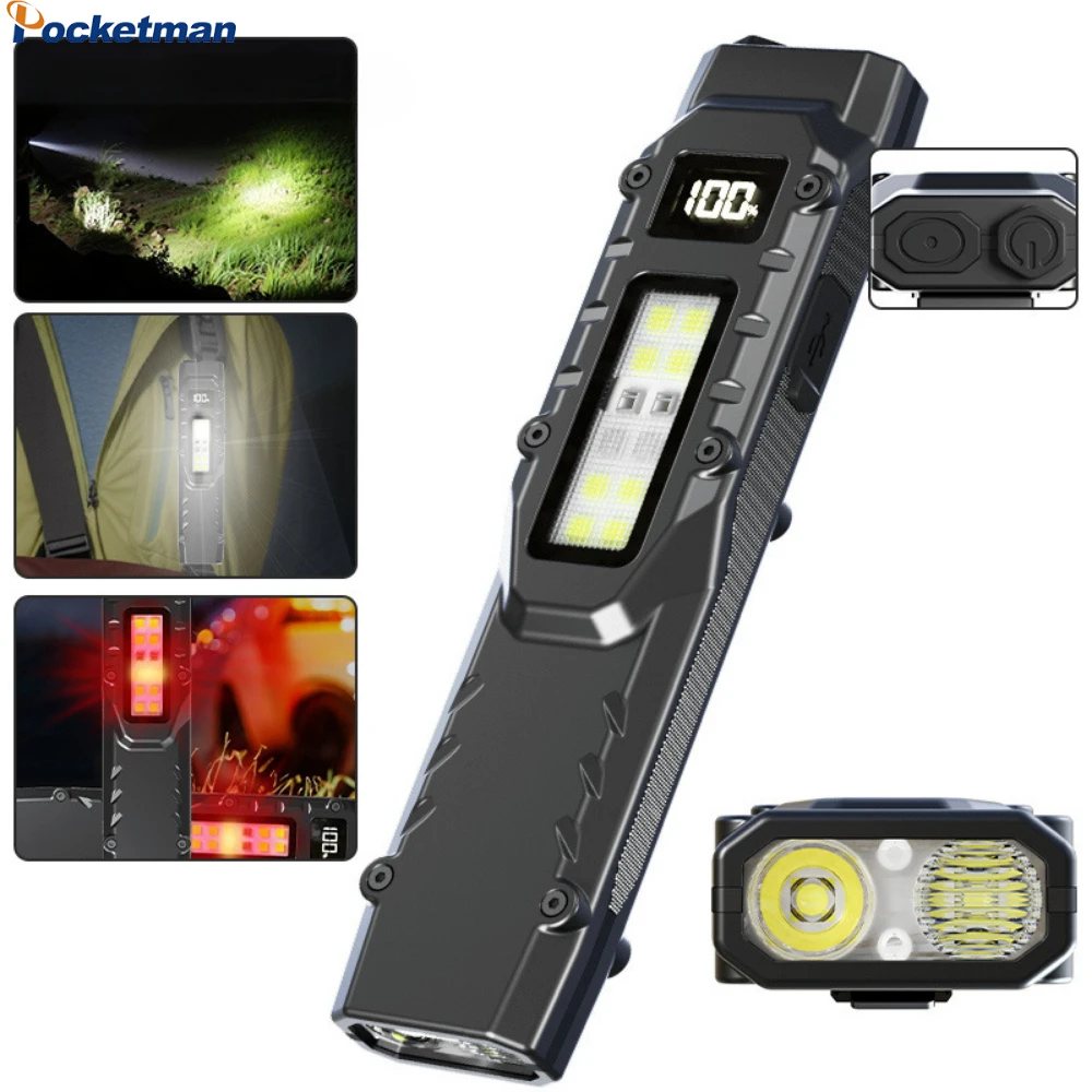 9-режимный светодиодный фонарик с тремя источниками света, сильный свет, прожектор, перезаряжаемый ручной фонарь, портативный уличный фонарь для рыбалки