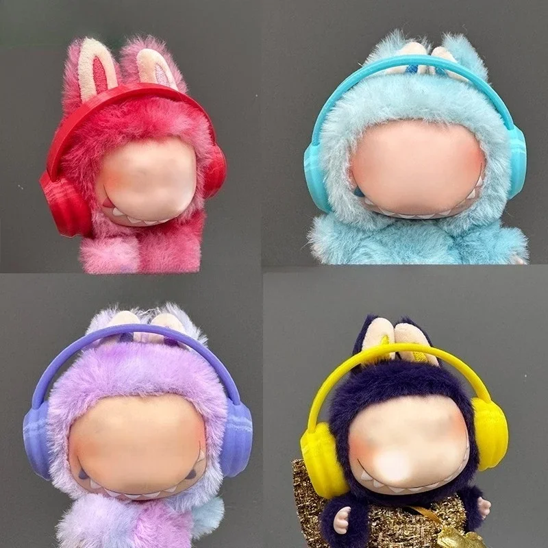 ل 17 سنتيمتر Labubu موضة سماعة اكسسوارات 10 سنتيمتر القطن دمية سماعات معكرون اللون دمية سماعات