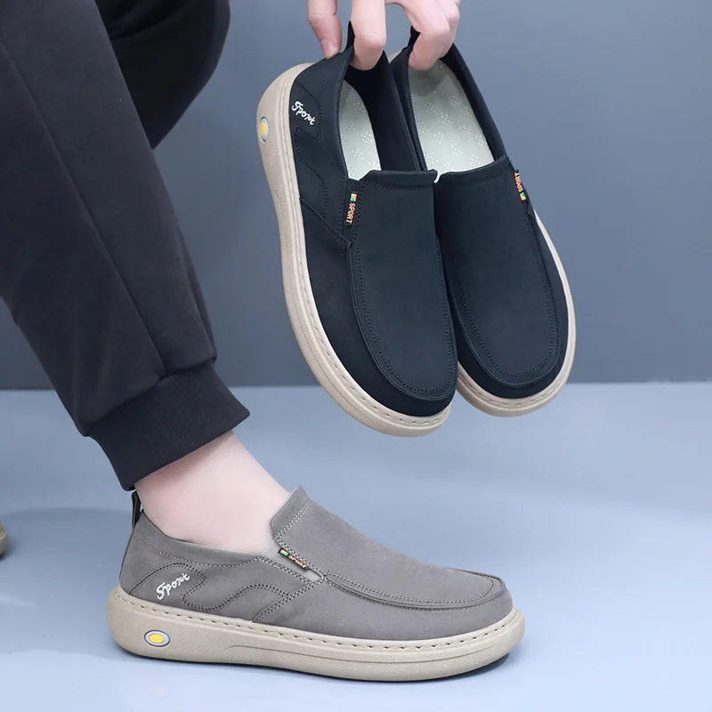 2026 Summer New Men's Single Shoes Lazy Canvas Shoes Soft Bottom Lightweight Versatile Men's Footwear Breathable Wear-Resistant