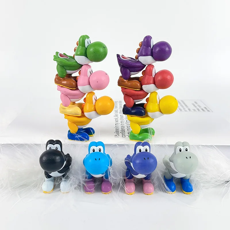 Super Mario Bros 10pcs Doll Ornaments Kids Action Figures Toys Yoshi Cartoon Tabletop Decorate Ornament Model Birthday Xmas Gift