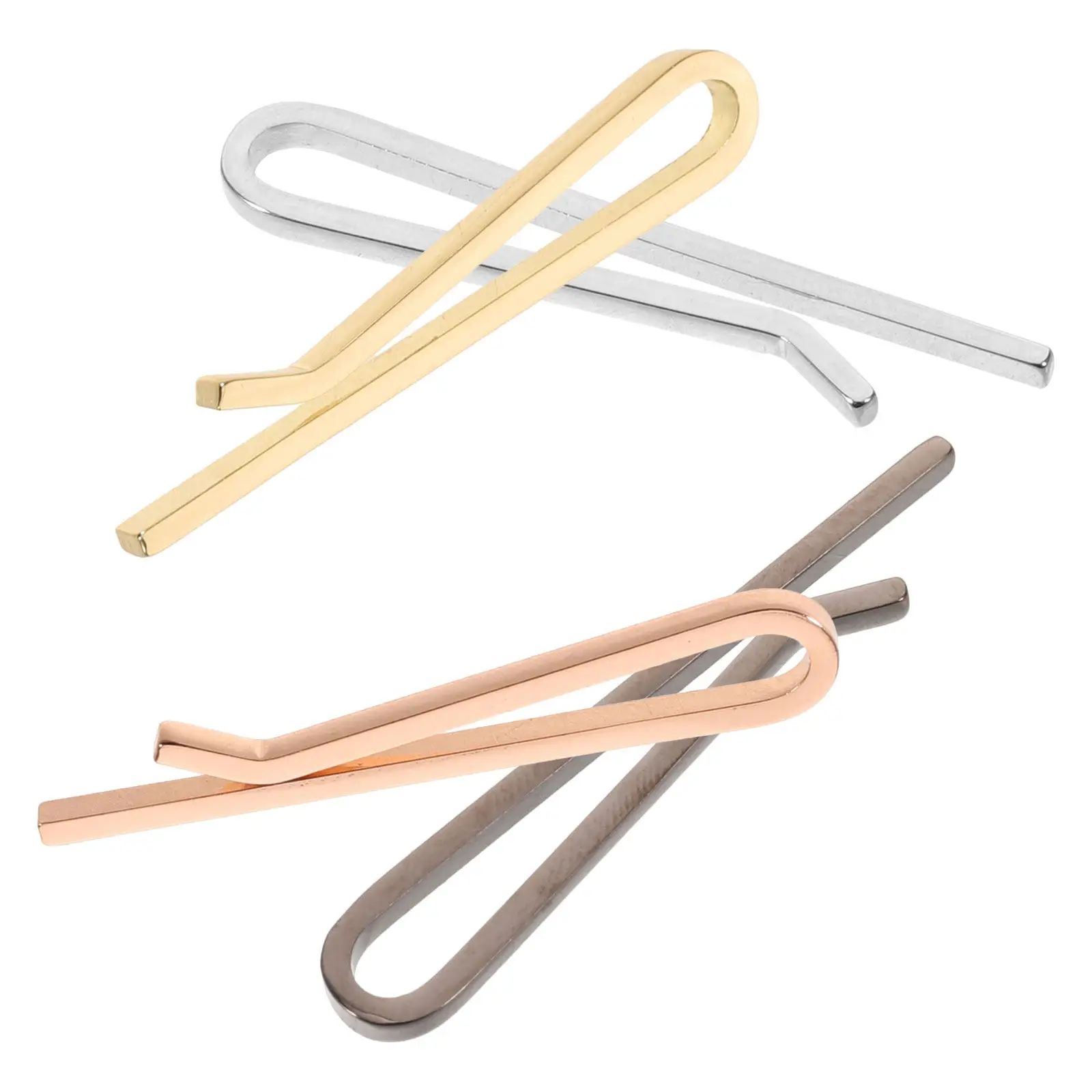 4Pcs Tie Clips for Men Slim Copper Minimalist Bar Flat Design Formal Business Skinny Tie Clip Set Necktie Accessories