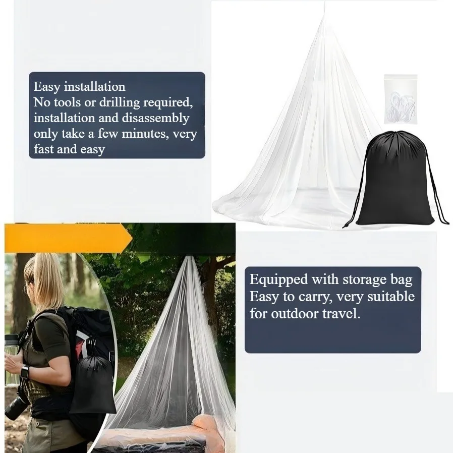 Sommer-Hängekuppel-Moskitonetz, Moskitoschutzgaze für Zuhause, Outdoor und Camping, Höhe 220 cm – Detail 3