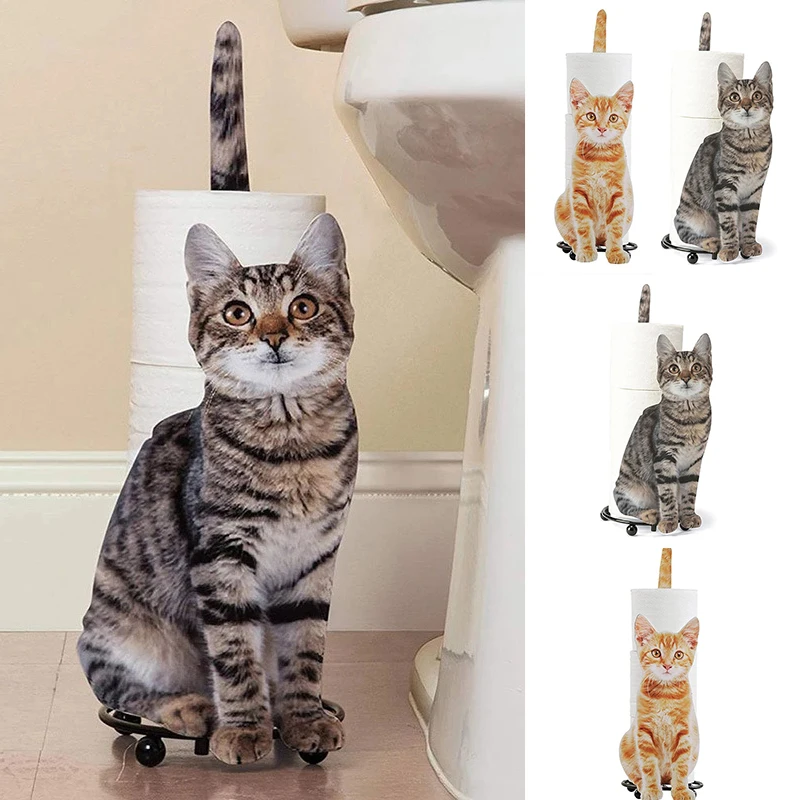 Cat Shape Cast Iron Paper Towel Holder Super Cute Cat Themed  For Decorate Your Workplace