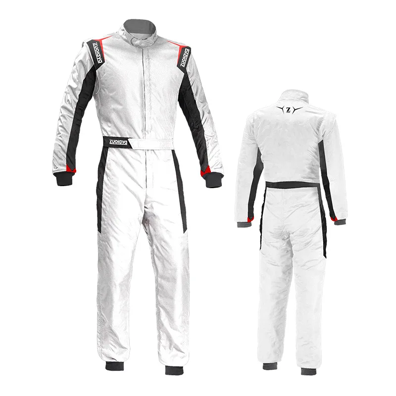 White Motorcycle Jacket Waterproof Racing Jacket Composite Fabric Motorcycle Onesie Wear Resistant Racing Onesie Quick Dry