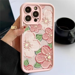 Oil Painting Flower Soft TPU Case For iPhone 15 Pro Max 14 13 12 11 Pro Max 7 8 XR X XS SE 2022 Shockproof Silicone Phone Cover