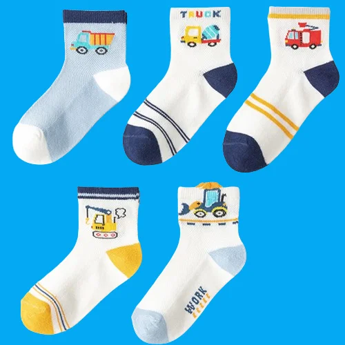 5/10 Pairs Wholesale Spring and Summer New Anti-Pilling Cartoon Print Series Men's Socks Mesh Breathable Children's Socks