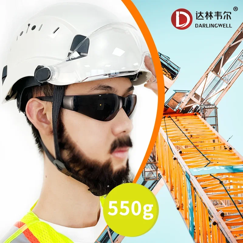 Darlingwell anti smashing construction site safety helmet with protective goggles, breathable rescue helmet printing