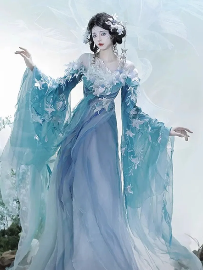 

New Hanfu Women Heavy Industry Embroidery Hand Over Waist Length Improve Warring States Robe Fiesta Carnival Halloween Cosplay