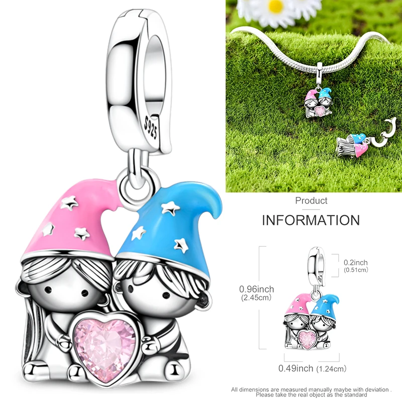 925 Sterling Silber Liebesherz Paar Familie Rose Motorrad Charm-Perlen DIY Armband Halskette Jubiläumsgeschenk für Frauen – Detail 13