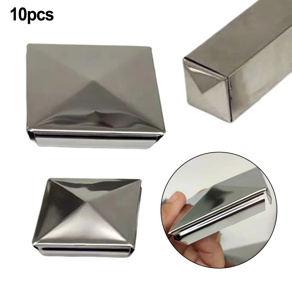 

10pcs Pyramid Column Cover Stainless Steel Cover 80mm/100mm For 0.3-1.3mm Thick Square Tube Decks Fences Protector Parts