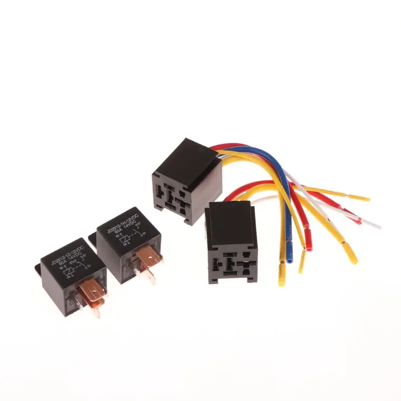 NEW SALE 1Set Head Light Air Conditioner Motorcycles DC12V DC24V Relay 80A 4/5 Pin Waterproof Automotive Relay With Wired Socket