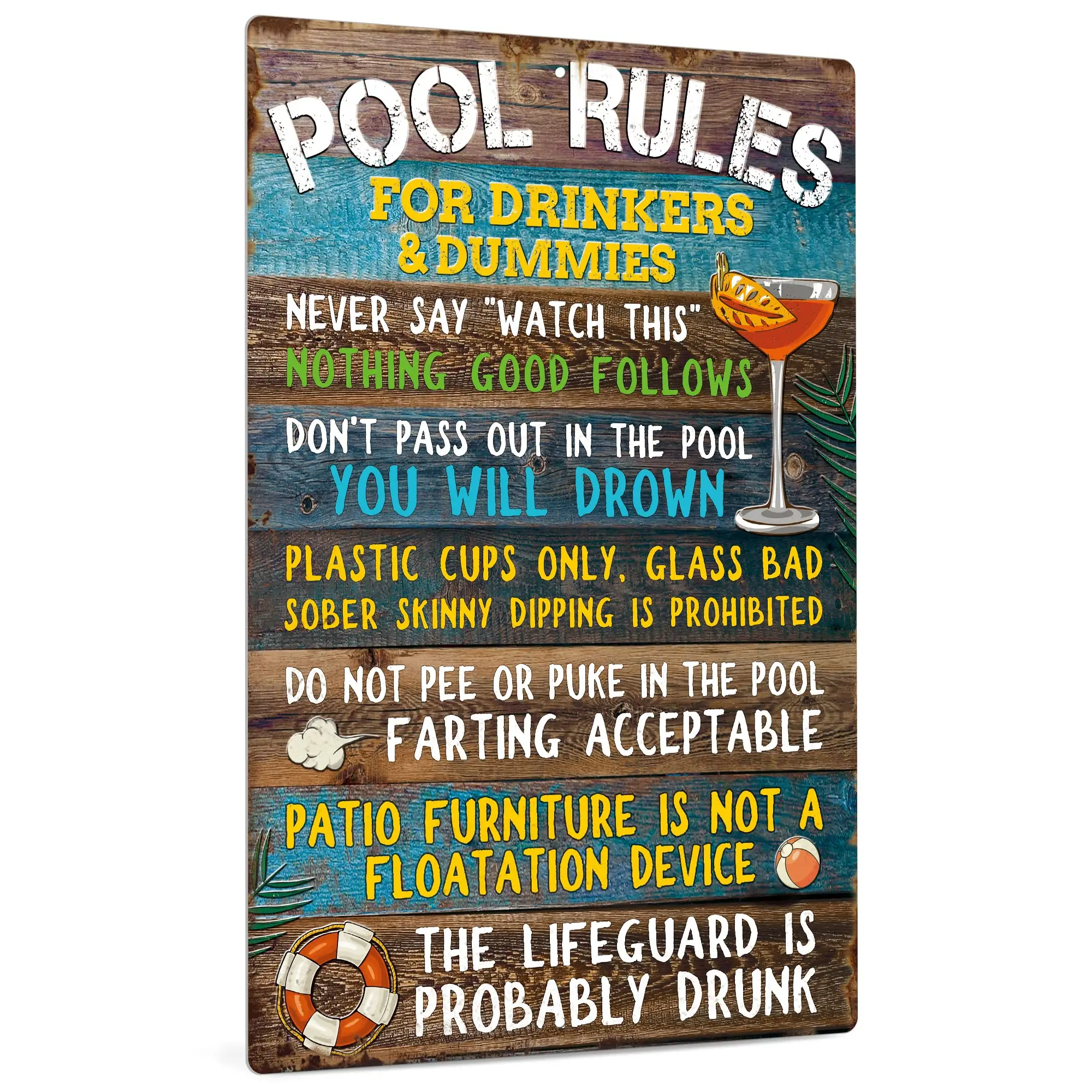 

Decor Pool Rules Metal Signs, Pool Decorations Outdoor, 12 x 8 Inches, Easy Hanging Aluminum for Swimming Pool