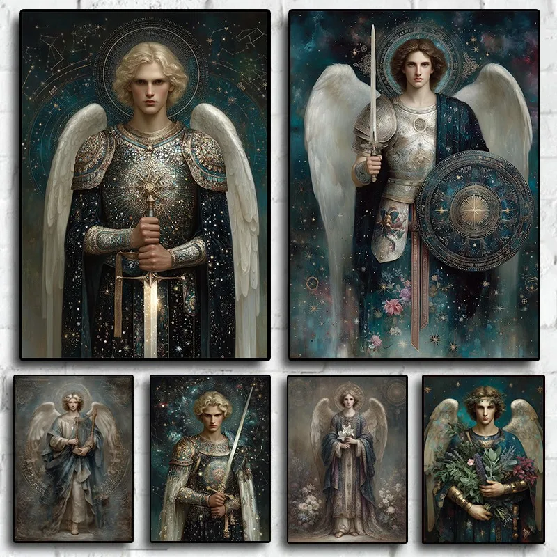 Affiche murale imprimée sur toile archange Michael Gabriel Raphael, Art sacré néo-byzantin, décoration religieuse moderne pour maison, église, cadeau